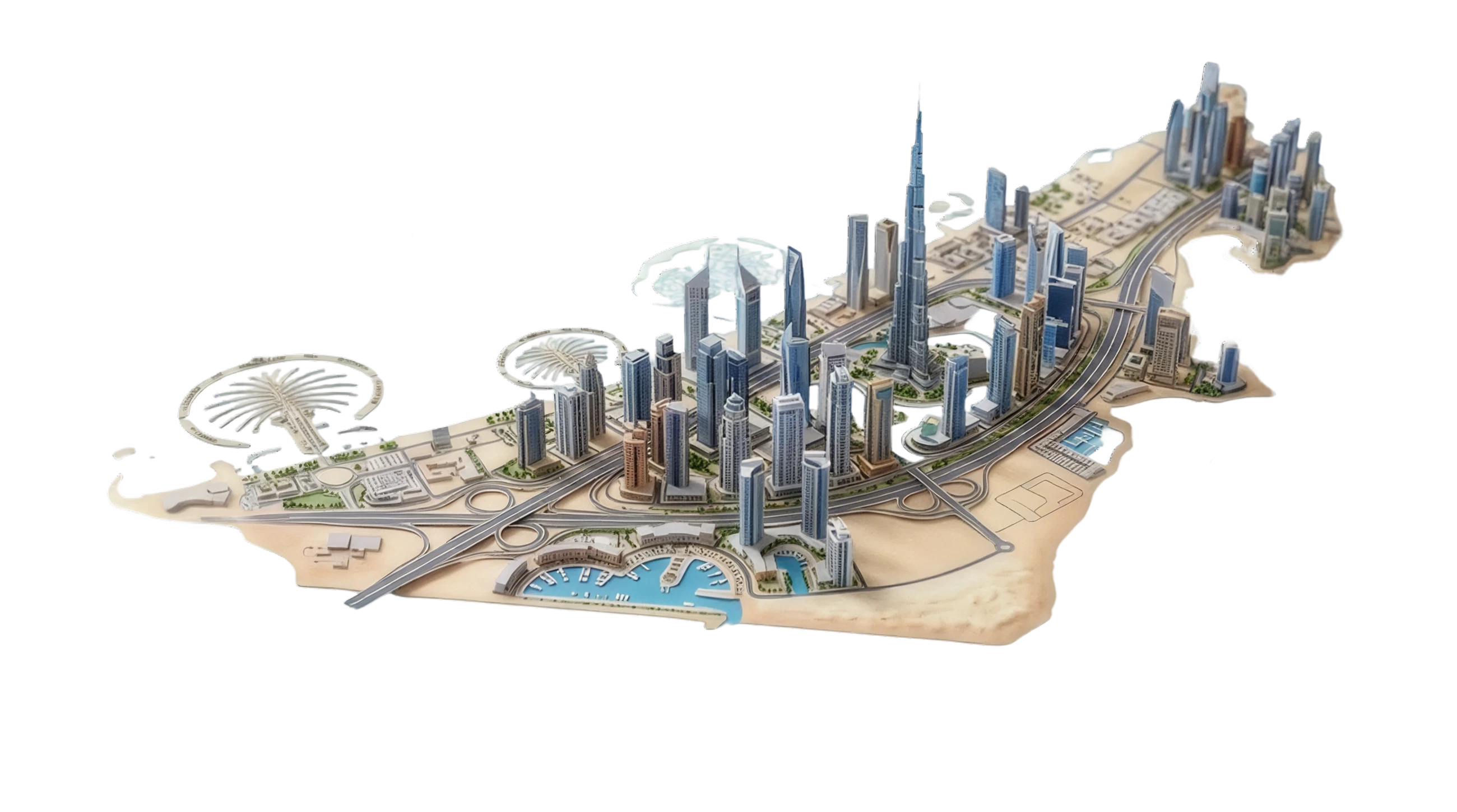Isometric illustration of Dubai