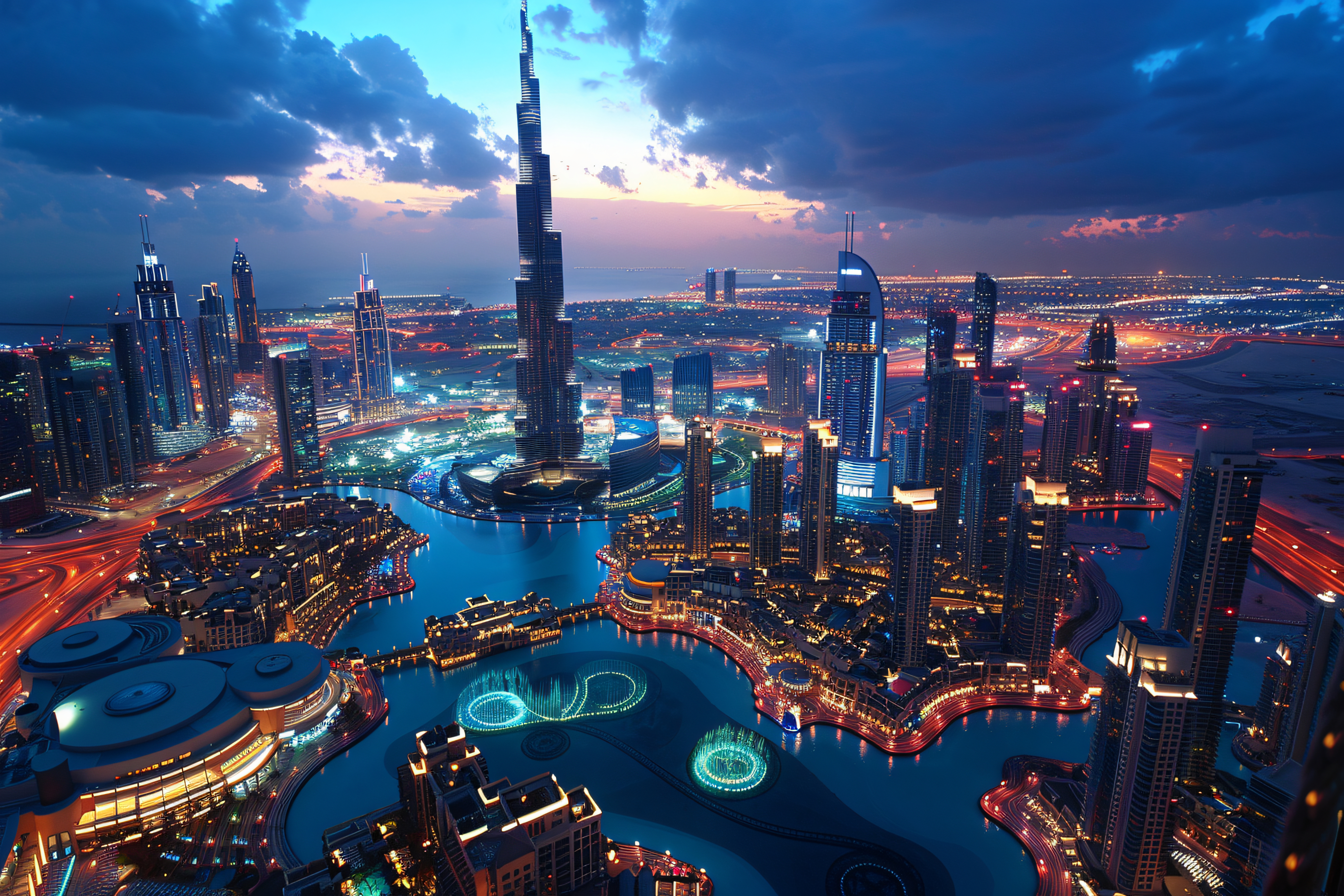 Dubai skyline at dusk