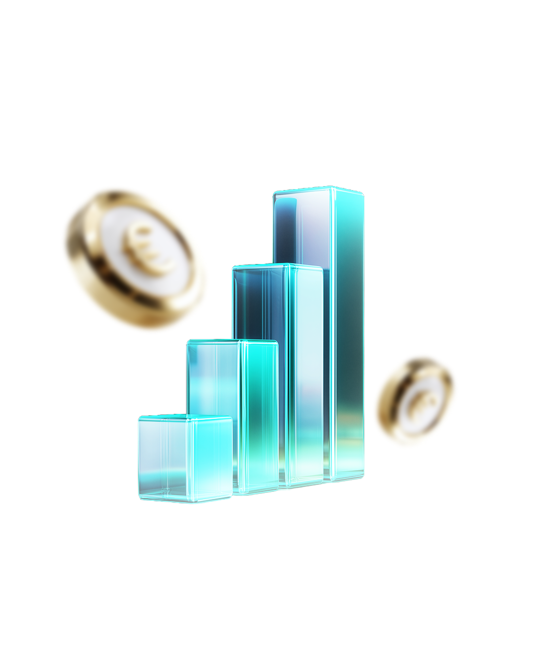 Investment growth chart with coins