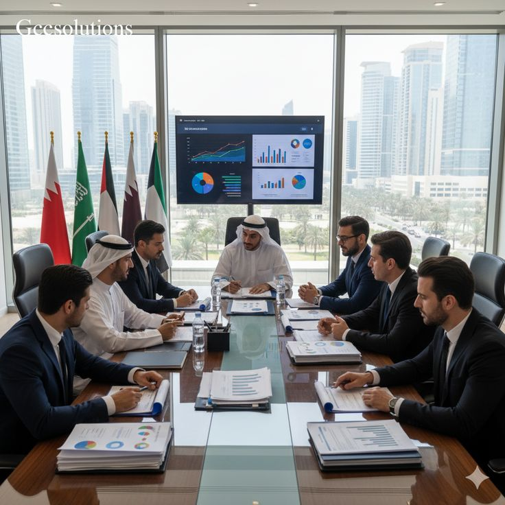 Business owners presenting to investors in a boardroom